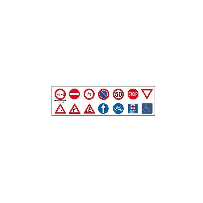 SEGNALI STRADALI - SET 14  PZ. + 24 GANCI