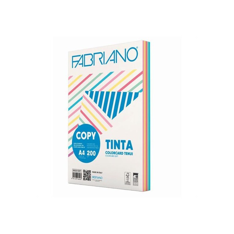 CARTONC.COL. A4 GR.200 FG.100 5 COLORI TENUI
