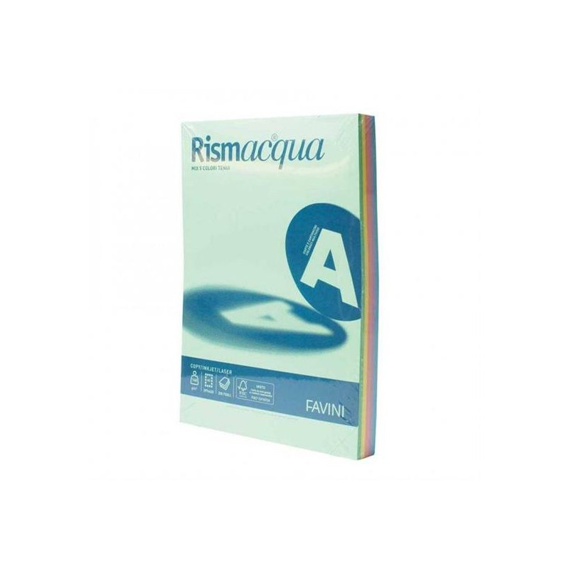 RISMAACQUA A4 GR. 90 FG. 100 5 COL. TENUI