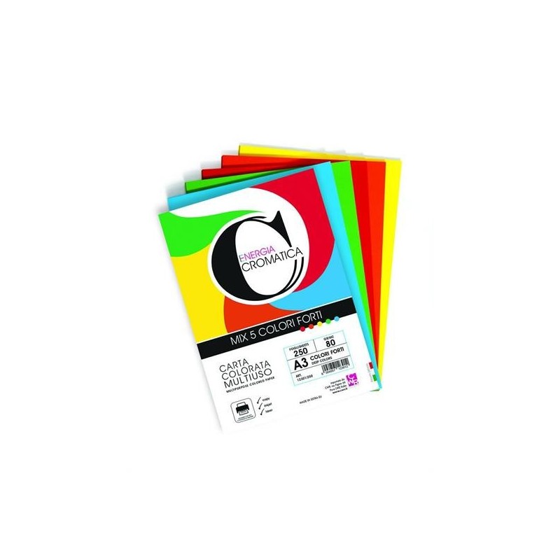 CARTA FOT. A4 TINTE FORTI\5 COL. GR.80 250FG