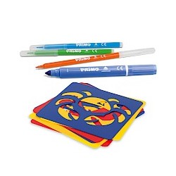 PENNARELLI PRIMO BARATTOLO 72 Pz 36 P. FINE + 36 P. MAXI + 3 STENCIL