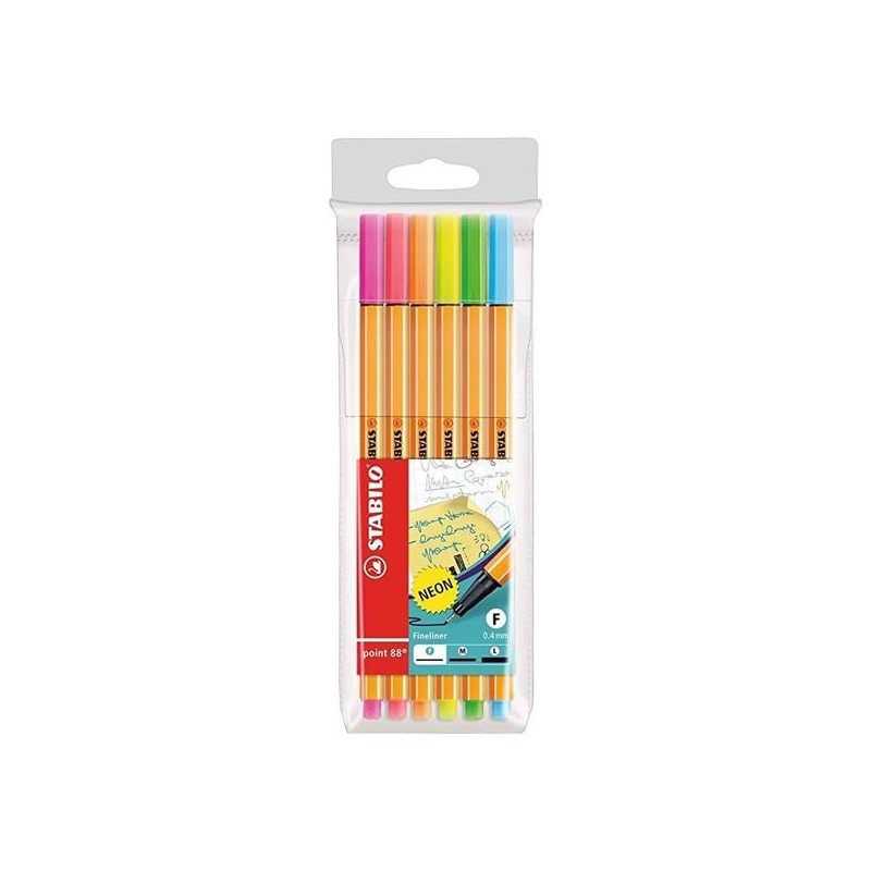 PENNARELLI POINT 88 ASTUCCIO MM.4 6 COLORI NEON
